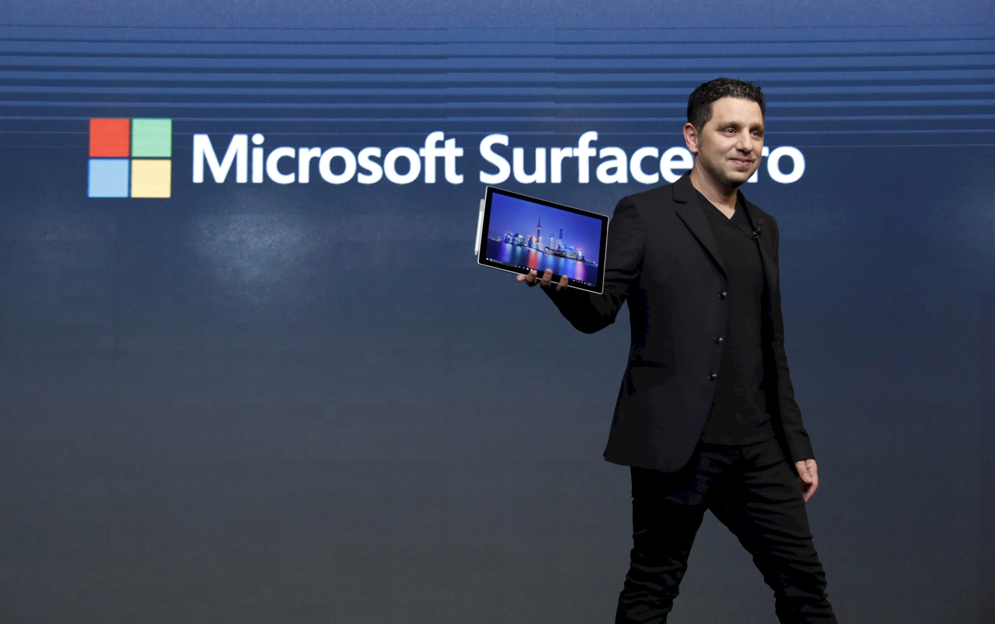 Panos Panay unveils the Surface Pro in Shanghai in 2017.
