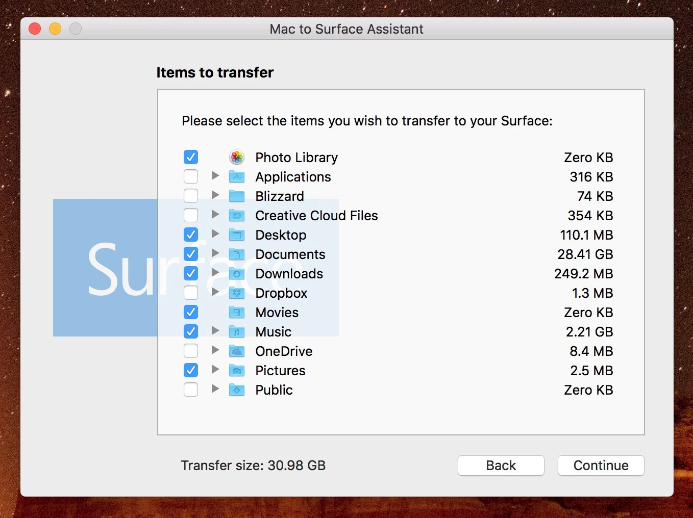 Mac to Surface Assistant.