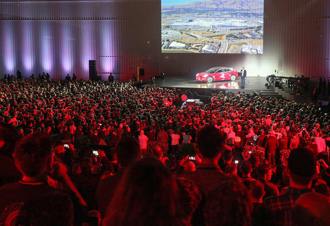 Elon Musk sur scène, Freemont, Californie.