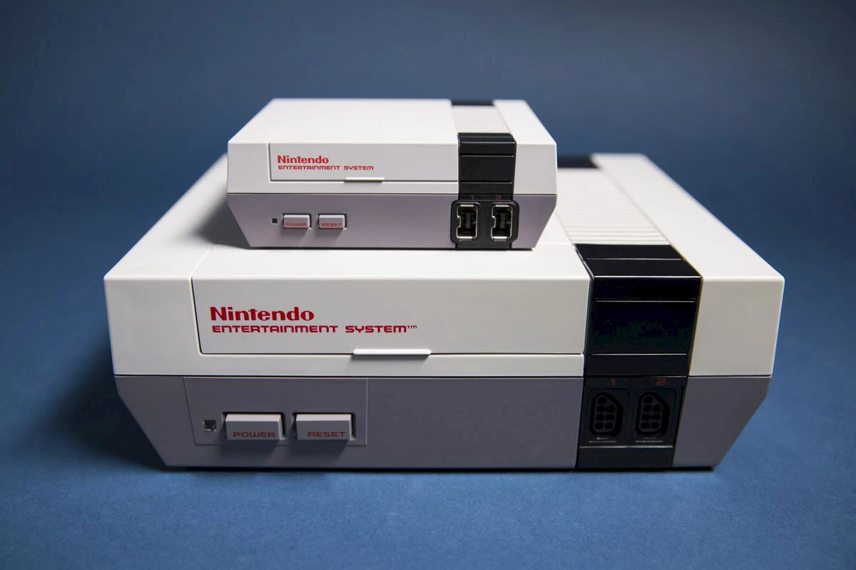 NES Classic Edition perched on top of the original NES.
