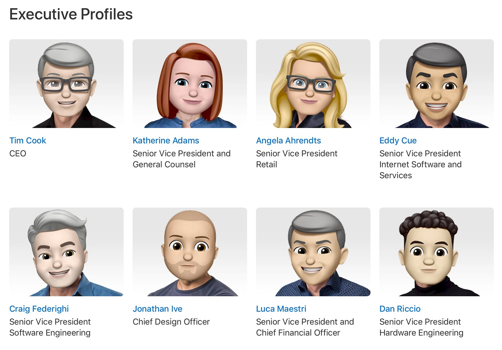 Apple executive profiles.