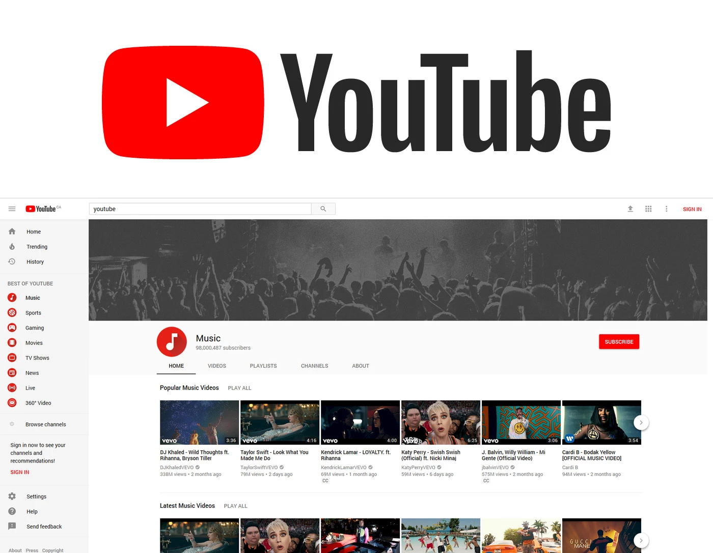 YouTube updates its logo and interface.