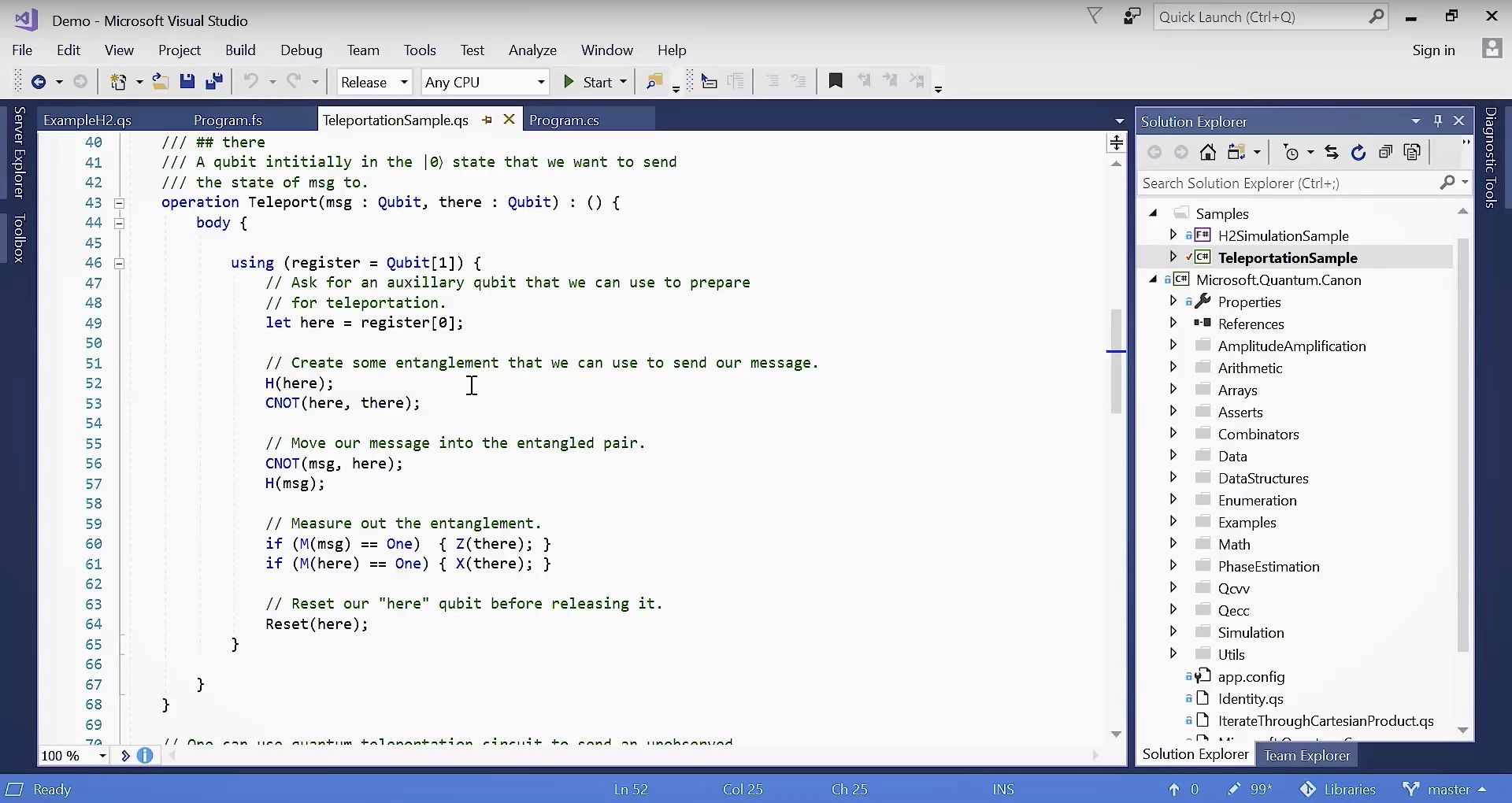 Microsoft Q# in Visual Studio.
