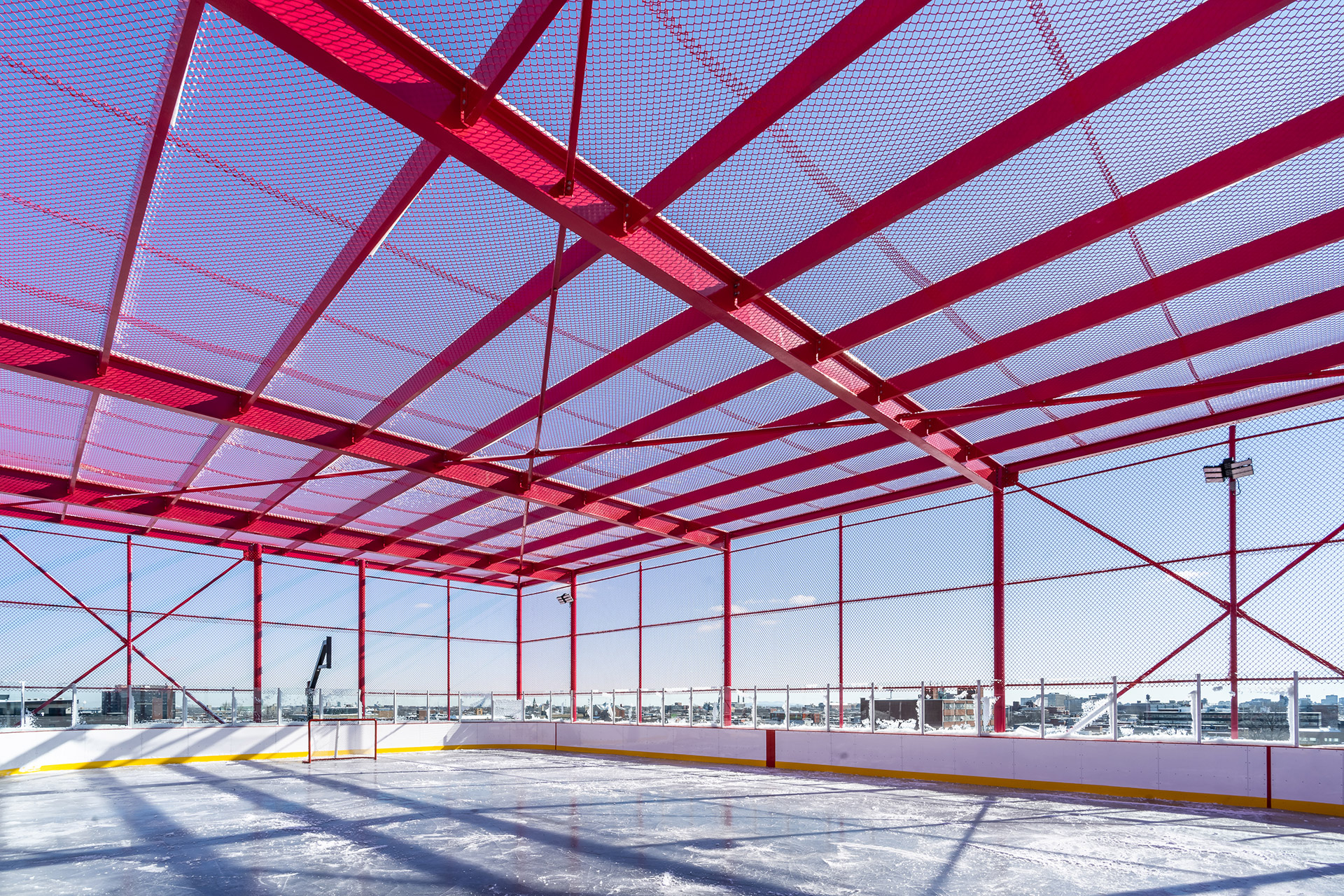 The rooftop ice rink at Fabrik8.