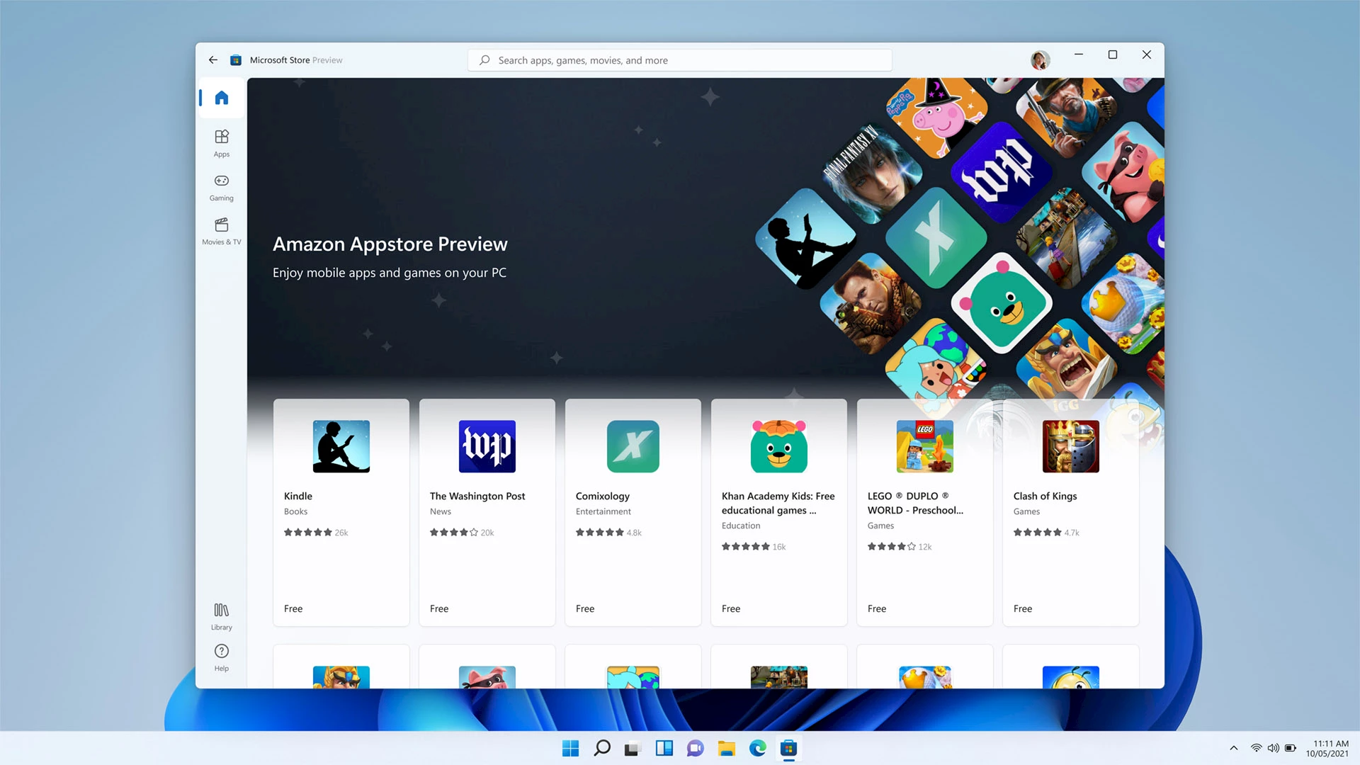 Amazon App Store on Windows 11.